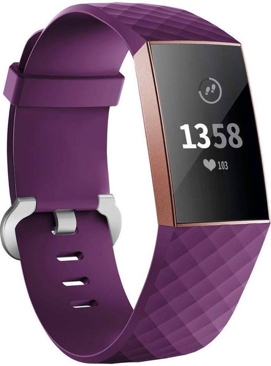 Charge 3 & 4 Sport Wafel Band - Maat ML - Donkerpaars - Geschikt Voor ...