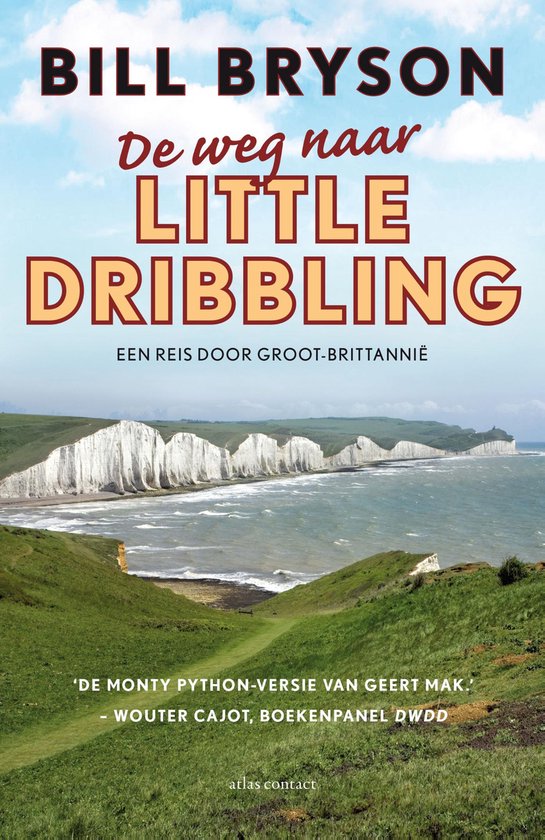 Boekcover 'De weg naar Little Dribbling' met de Seven Sisters kliffen.