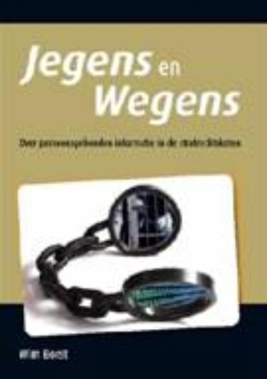 Boek "Jegens en Wegens" met een vergrootglas dat door een computerchip kijkt.