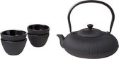 Pumpkin theepot set - met filter en 4 mokken - zwart - 1.2L