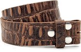 Dames riem croco print zonder gesp 4 cm breed - Bruin - Riem zonder gesp - Echt Nerf leder - Taille: 90cm - Totale lengte riem: 105cm