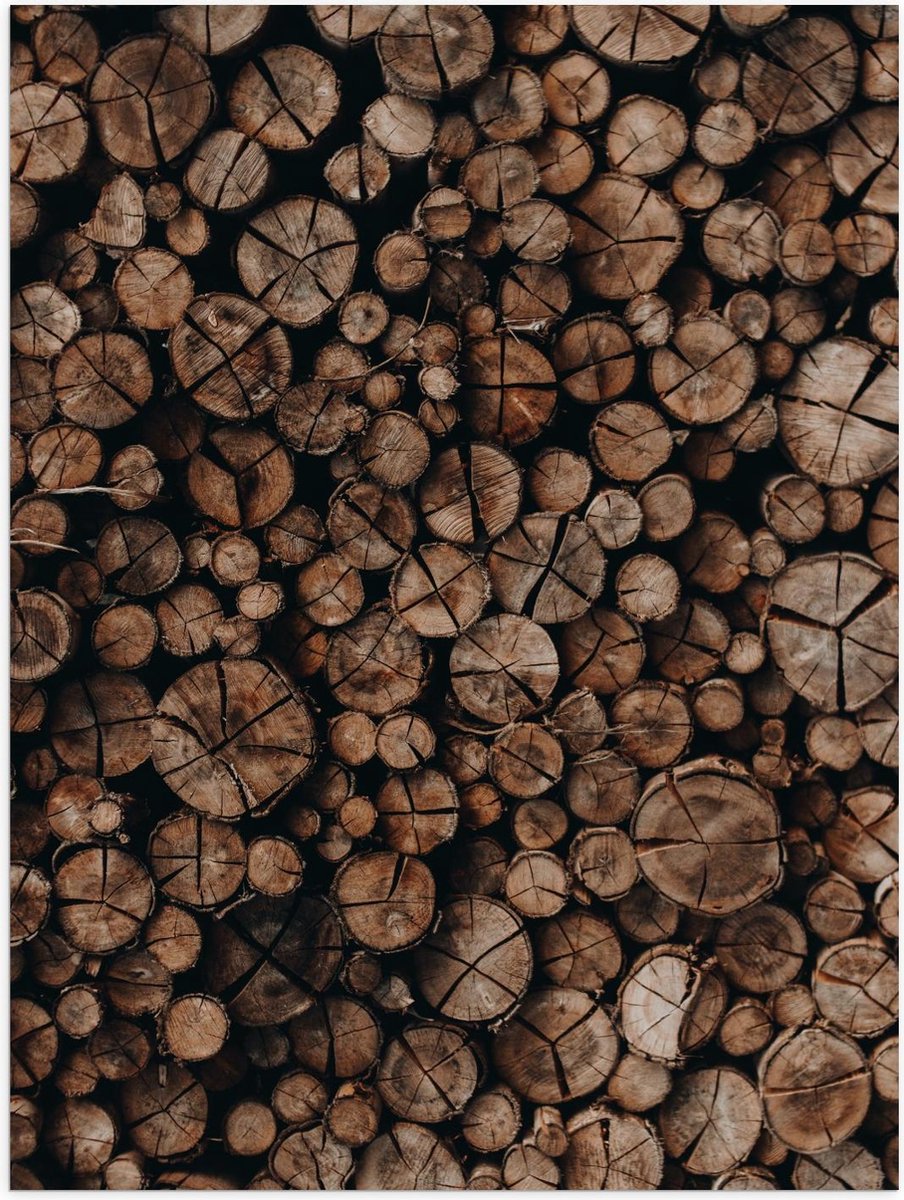 Poster – Houten Palen Opgestapeld - 30x40cm Foto op Posterpapier