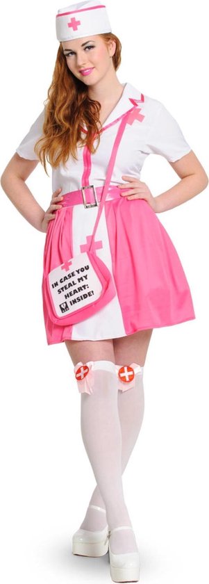 Folat - Sexy Verpleegster Pakje Roze 4-delig Maat (L-XL)