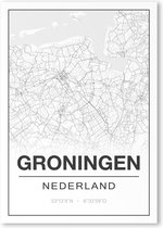 Poster/plattegrond GRONINGEN - Provincie - 30x40cm