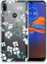 Bumper Housse Etui pour Motorola Moto E6 Plus Coque Téléphone Fleur Blanche
