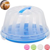 relaxdays taartdoos voor tulband - tulband bewaardoos - rond - taartbox - cakedoos blauw