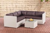 Clp Wicker poly rotan lounge Set LIBERI, Ronde rotan van 5 mm, 25 verschillende kleurencombinaties, comfortabele en praktische stoelen - 5 mm ronde rotan kleur : wit, kleur bekleding : terra 