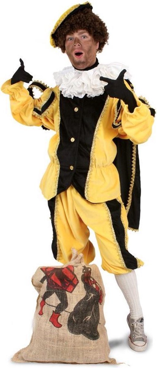leerling roestvrij vernieuwen Luxe Zwarte Piet kinder pak geel - maat 116 + GRATIS PROFESSIONELE SCHMINK  - pietenpak... | bol.com