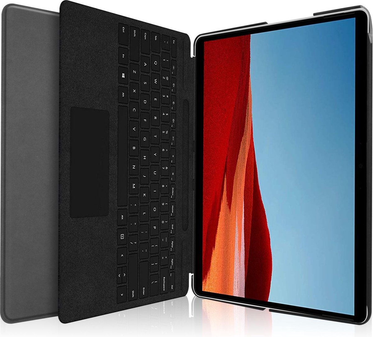 Microsoft Surface Pro X hoes TriFold Book Case Zwart