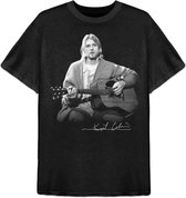 Kurt Cobain Heren Tshirt -2XL- Guitar Live Photo Zwart