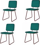 DS4U® whap eetkamerstoel - velvet - schoolstoel - velours - stof - groen - set van 4