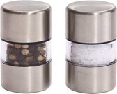 Roestvrijstalen peper- en zoutmolen set 5 cm - RVS -  Pepermolen/Zoutnolen - Peper en zout setje - Geschenkset