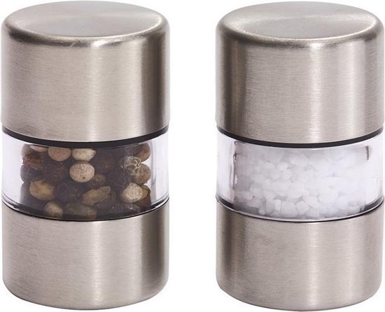 Roestvrijstalen peper- en zoutmolen set 5 cm - RVS - Pepermolen/Zoutnolen -  Peper en... | bol.com
