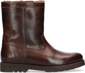 Manfield - Heren - Bruine leren worker boots met bont - Maat 42