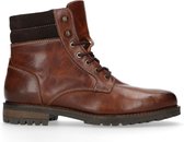 Manfield - Heren - Cognac leren veterboots - Maat 44