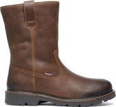 Manfield - Heren - Cognac leren boots met imitatiebont - Maat 40