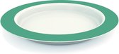 Vaatwasbestendig asymmetrisch bord Ornamin: 27 cm - wit met turquoise rand