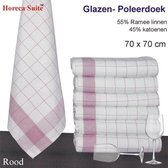 Glazendoeken - Poleerdoeken Rood 50% Ramee linnen 50% katoen - 12 Stuks - 70x70cm  - Leverbaar in: 70x70