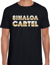 Drugscartel Sinaloa Cartel tekst t-shirt zwart en goud heren L