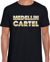 Drugscartel Medellin Cartel tekst t-shirt zwart met goud heren M