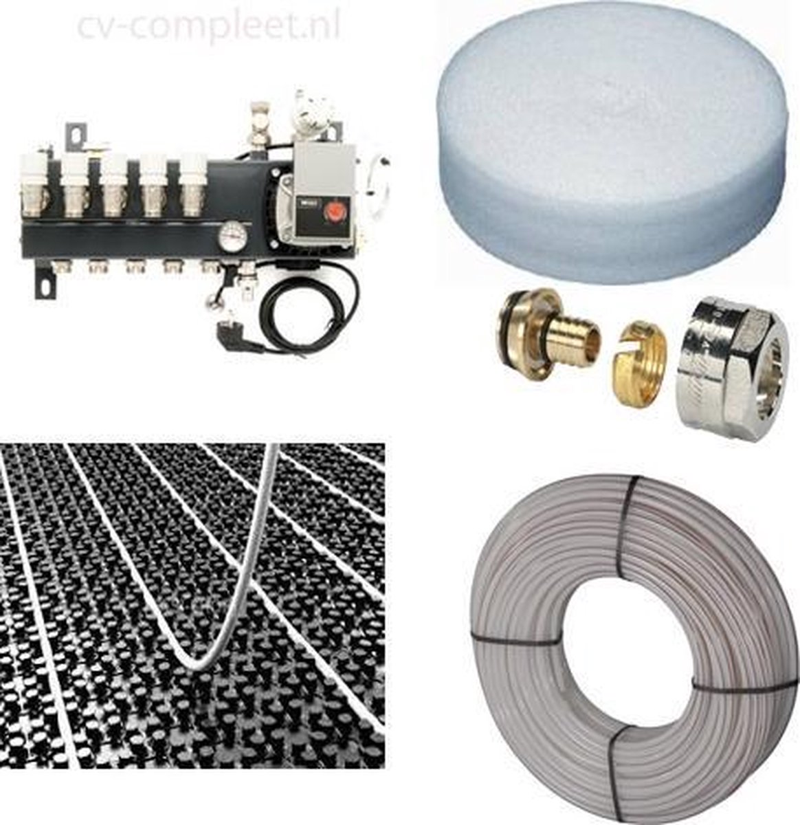 Set vloerverwarming tot 120 M2 - Compact verdeler 10 groepen - compleet