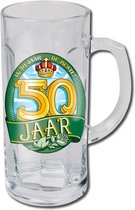 Verjaardag - Bierpul - 50 Jaar - Gevuld met gemengd Snoep - In cadeauverpakking met gekleurd lint