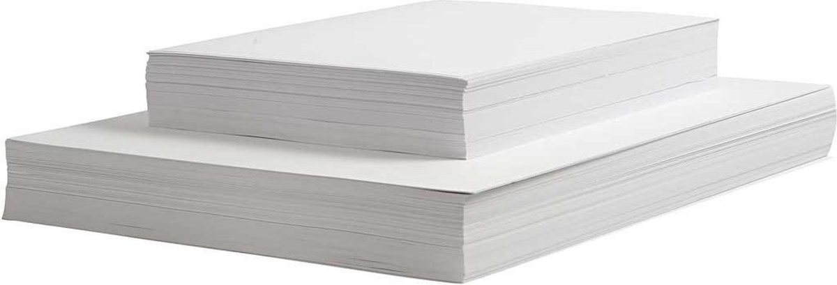 Tekenpapier, A4,A3, 130+160+190 gr, wit, 6x500 vel, 3000 div vellen