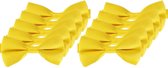 10x Gele verkleed vlinderstrikjes 12 cm voor dames/heren - Geel thema verkleedaccessoires/feestartikelen - Vlinderstrikken/vlinderdassen met elastieken sluiting