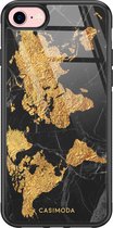 iPhone 8/7 hoesje glass - Wereldkaart | Apple iPhone 8 case | Hardcase backcover zwart