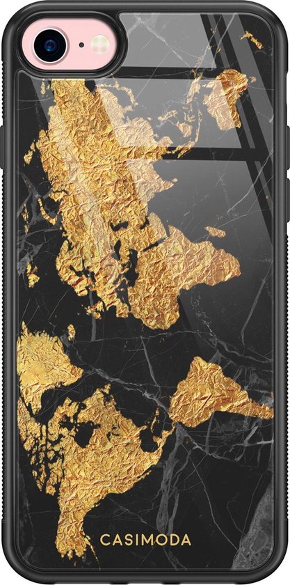 Daar Kampioenschap boog iPhone 8/7 hoesje glass - Wereldkaart | Apple iPhone 8 case | Hardcase  backcover zwart | bol.com