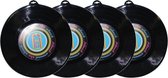 4x Plastic LP grammofoonplaat/platen muziek thema wanddecoratie 48 cm - feestartikelen en versieringen