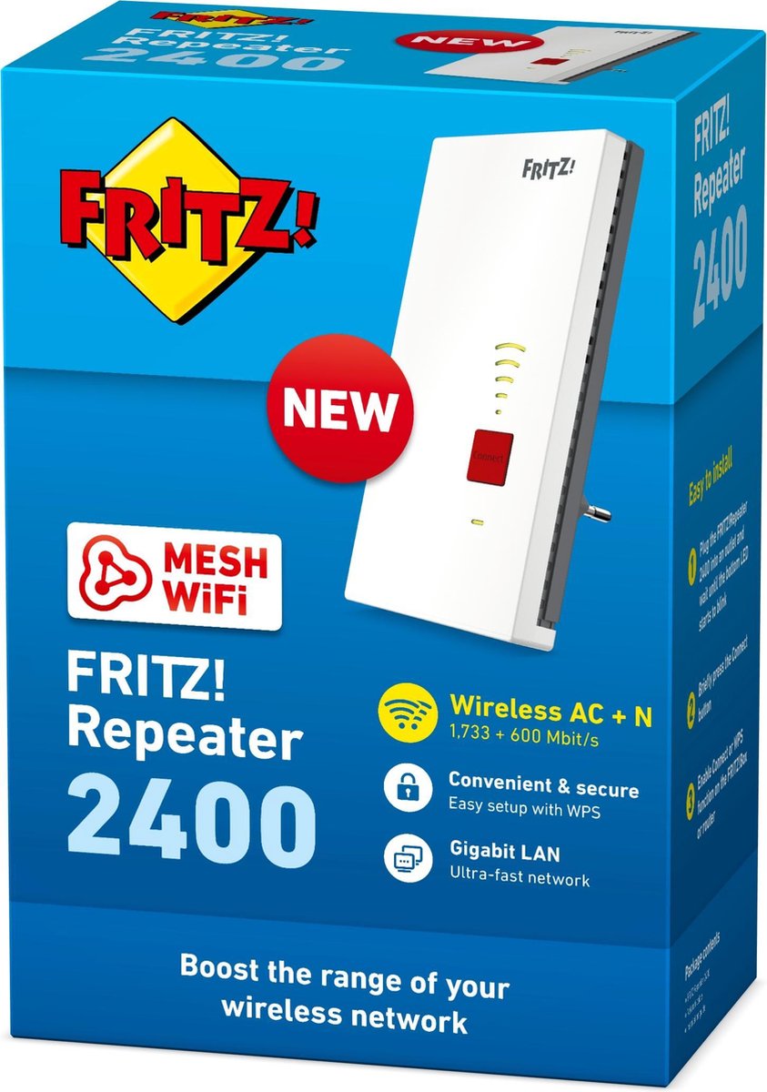 AVM FRITZ!Repeater 2400 - Wifi versterker - AC - 2400 Mbps | bol.com
