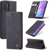 CaseMe Retro Wallet Slim Samsung S20 Ultra hoesje zwart - Flipcover - magnetische sluiting - 2 kaarthouders en een vak voor briefgeld