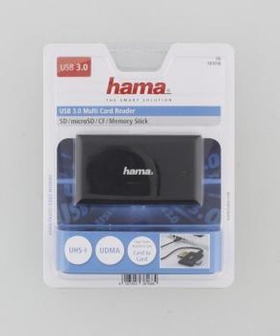 Hama USB-3.0-multi-kaartlezer, SD/microSD/CF/MS, zwart - Hama