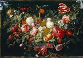 Afbeelding op acrylglas - Slinger van bloemen en fruit, Jan Davidsz de Heem