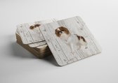 Hond Japanse Spaniel | Houten Onderzetters 6 Stuks