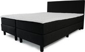 Boxspring Milaan - Vaste standaard  box - Pocketvering matras + Topper - 140 x 200 - Vlak standaard  - Zwart - Ronde poten