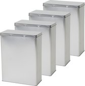 4x boîtes de rangement rectangulaires argentées / boîtes de rangement 25 cm - boîtes de rangement argentées - boîtes de rangement