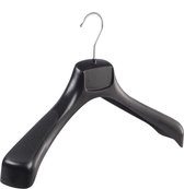 De Kledinghanger Gigant - 20 x Mantel / kostuumhanger kunststof zwart met schouderverbreding, 43 cm