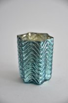Kerst Sfeerlichten - Waxineglas Ster Groot 8x8x10cm Cool Blue