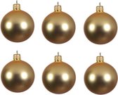 6x Gouden glazen kerstballen 8 cm - Mat/matte - Kerstboomversiering goud