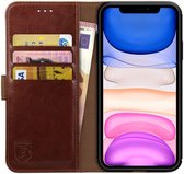 Rosso Element Book Case Wallet Hoesje Geschikt voor Apple iPhone 11 Pro | Portemonnee | 3 Pasjes | Magneetsluiting | Stand Functie | Bruin