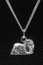 Zilveren Pekingees ketting hanger - groot