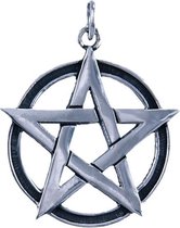 Zilveren Pentagram ketting hanger - op cirkel 20mm