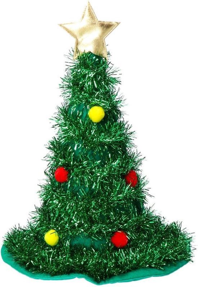 Afbeelding van product Merkloos / Sans marque  Kerstboom hoed groen met ster - Hoeden - Kerst verkleed accessoires