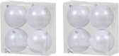 8x Witte kunststof kerstballen 12 cm - Mat - Onbreekbare plastic kerstballen - Kerstboomversiering Wit