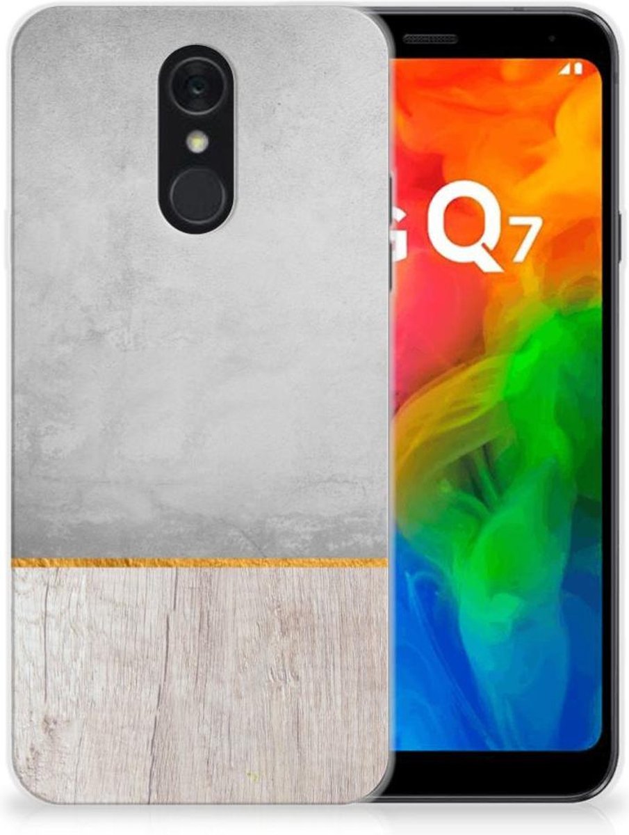 LG Q7 Bumper Hoesje Wood Concrete