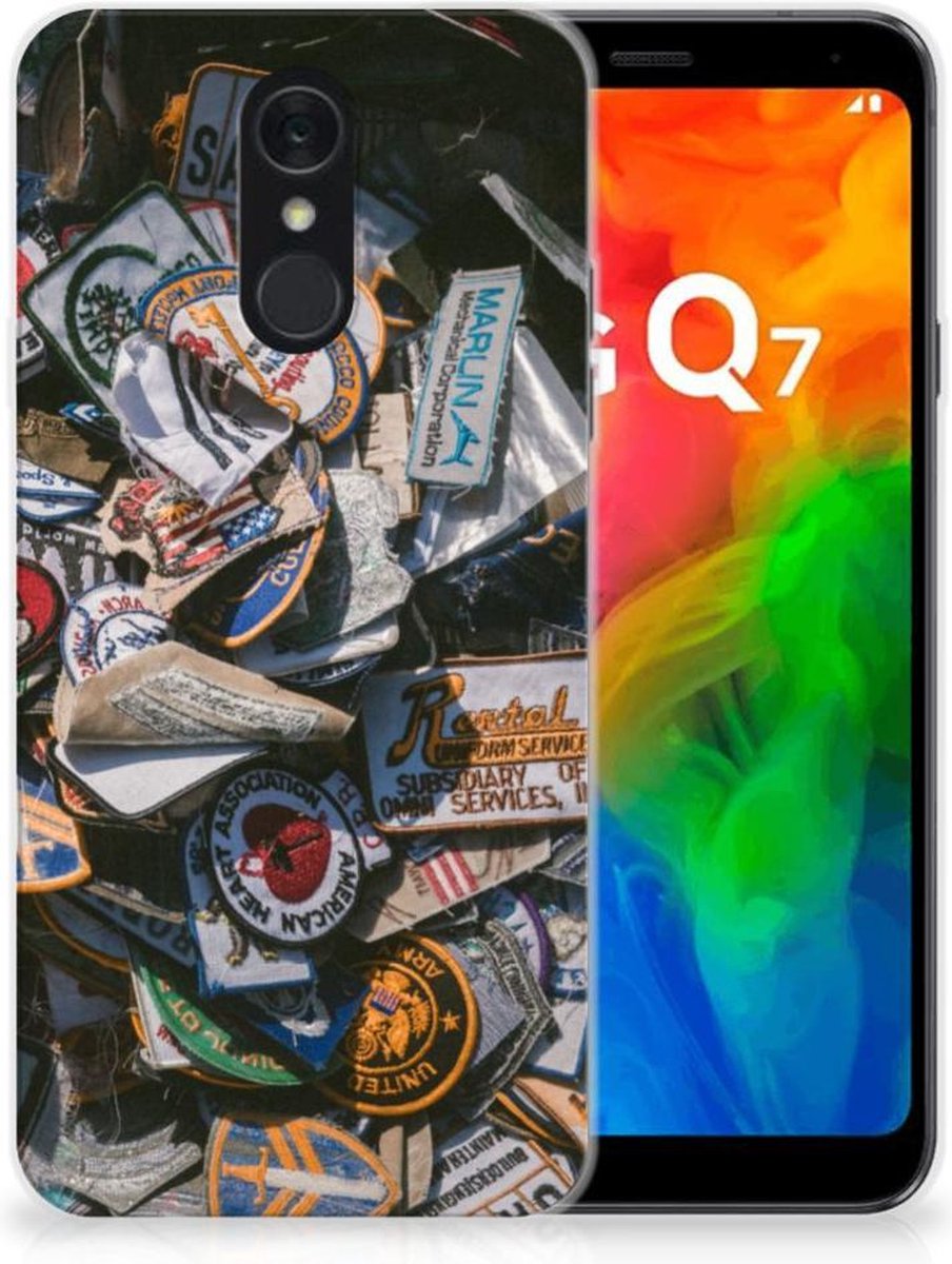 LG Q7 Siliconen Hoesje met foto Badges