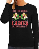 Foute kersttrui / sweater zwart - All the jingle ladies / single ladies / borsten voor dames - kerstkleding / christmas outfit L (40)
