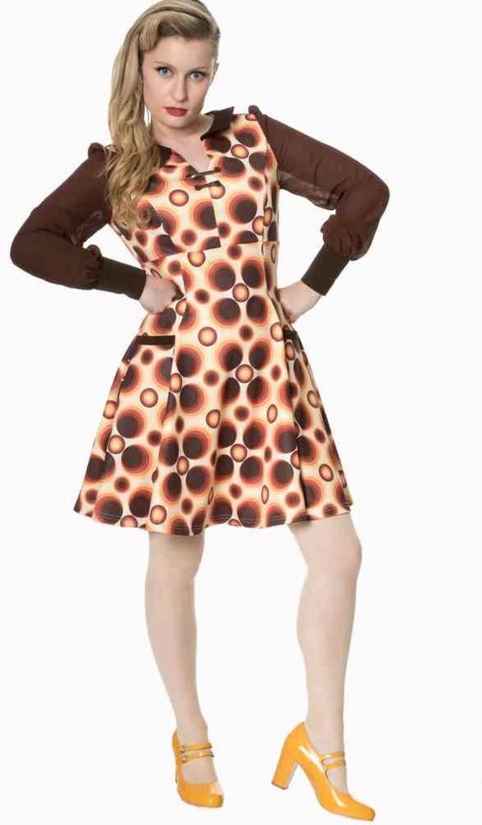 Dancing Days - RETRO ADVENTURE Flare jurk - S - Multicolours